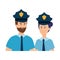 Couple polices officers avatars characters