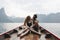 Couple posing while on a boat