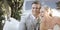 Couple posing for a photography at a wedding.