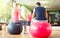 Couple ready for workout with fitball