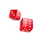 Couple of red casino dices, gambling devices