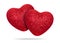 Couple of Red heart with glitter texture isolated on white background. Heart shape.