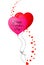 Couple of red and pink heart shaped helium balloons