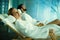 Couple relaxing in spa center