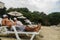 Couple Relaxing at SPA, Tayrona Beach Colombia. South America. L