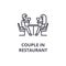 Couple in restaurant thin line icon, sign, symbol, illustation, linear concept, vector