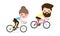Couple riding bicycles, people riding bikes isolated on white background Sports family Vector illustration flat design.