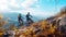 Couple Riding Bikes Down Dirt Road