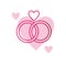 couple ring love icon.jewelry illustration vector symbol. outline pink color.
