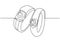 Couple ring one line drawing. Love and marriage symbol of rings for woman and man