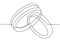 Couple ring one line drawing. Love and marriage symbol of rings for woman and man