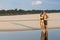 Couple at the Rio Negro in the Amazon of Brazil