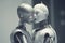 Couple robot holding each other generative AI