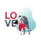 Couple romantic with dress and tuxedo vector flat design. Love text modern concept fall in love of lovers valentine theme