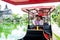 Couple on a romantic mini train ride