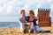 Couple in romantic sunset on beach