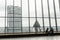 Couple on the rooftop garden of one of London\'s iconic skyscrapers