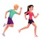 Couple of runners, sprinters running, race, competition, healthy lifestyle concept