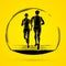 Couple running, Marathon runner, Man and woman running together graphic vector.