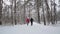 Couple runs in the winter forest. Slow motion