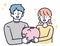 Couple saving money simple illustration