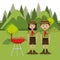 Couple scouts in the camping zone scene