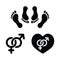 Couple sex, making love icons set