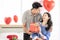 couple Showing love surprise giving flowers or gifts to each other important occasions such as Valentine\'s Day birthdays