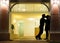 Couple in silhouette Kissing