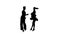 Couple silhouette professional dancing latino on white background. Slow motion