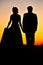 Couple silhouettes in the sunset