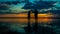 Couple Silhouettes in the Wadden Sea