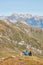 Couple sitting near summit of the Alvier