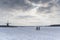 Couple skating on the lake