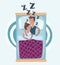 Couple sleeping hugging in bed top view vector illustration