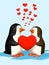 Couple the smiling in love 3D penguins