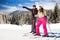 Couple with snow skis