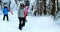 Couple with snowboard walking snow 4k