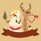 Couple snowman deer hipsters new Year fir-tree hol