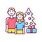 Couple spending Christmas together RGB color icon