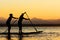 Couple on Stand Up Paddle Boards