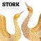 Couple of storks. Love affair logo.