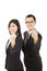 Couple with success gesture