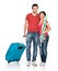 Couple with suitcase going to travel