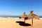 A couple of sunshades at Beach Vina del Mar