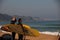 A couple of surfers with their boards in Zarautz 2