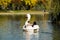 Couple in a swan hydrocycle