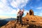 Couple taking selfie hiking in beautiful nature