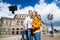 Couple taking selfie at Semperoper in Dresden