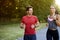 Couple talking during morning running